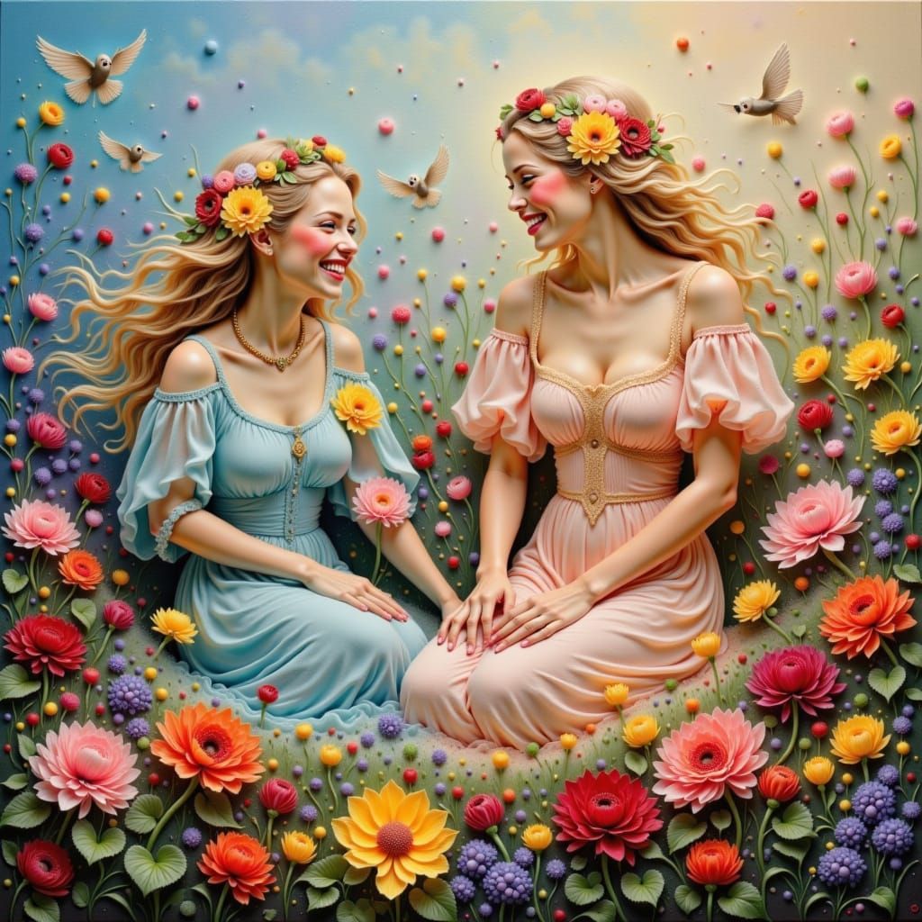 Joyful Scene Captured in Acrylic Paint