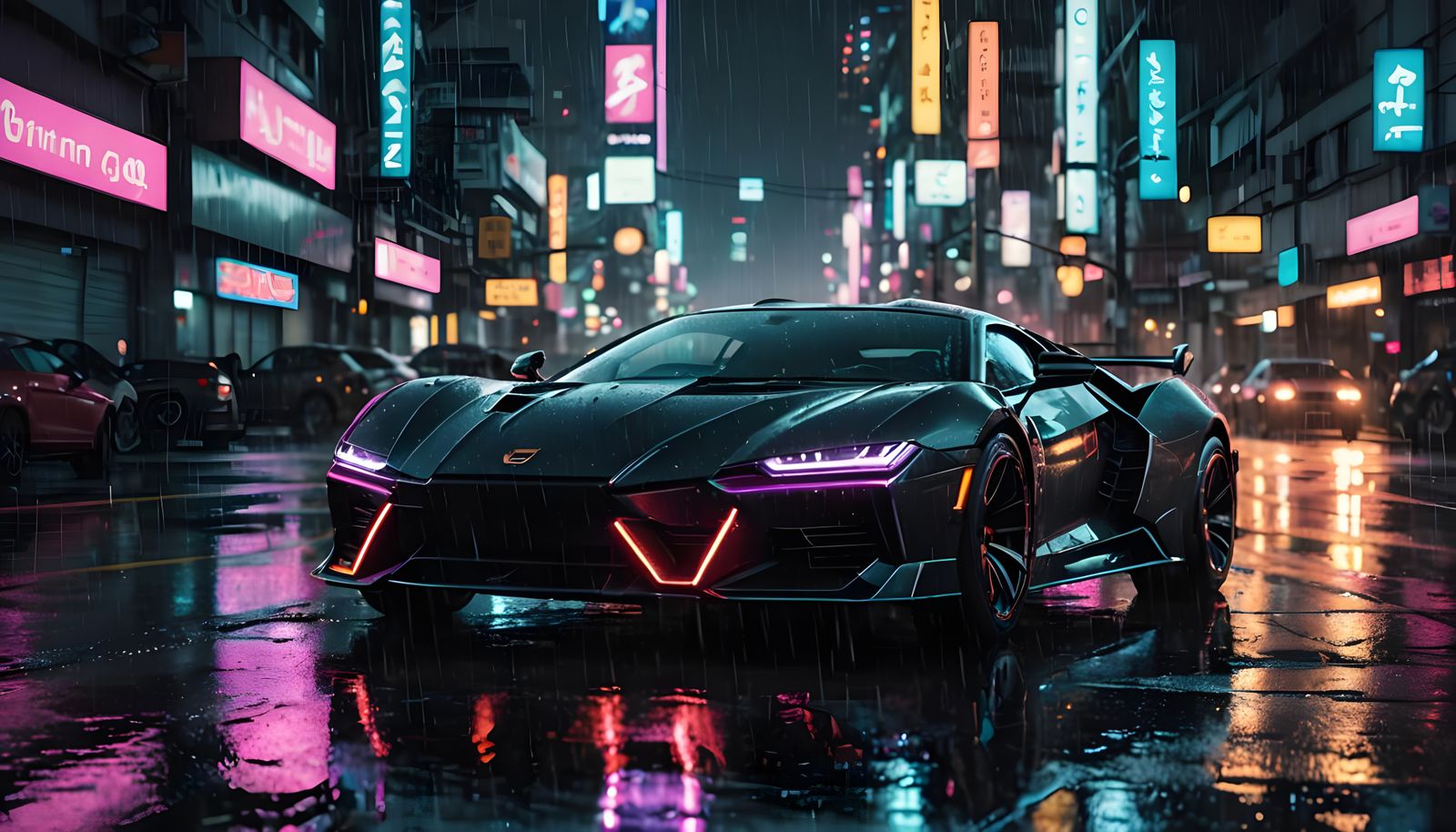 Futuristic Super Car in a Neon World