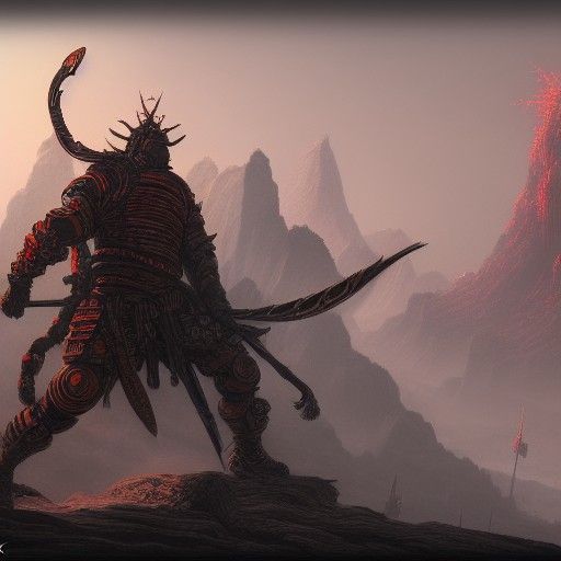 Detailed Ronin Matte Painting in Deep Color