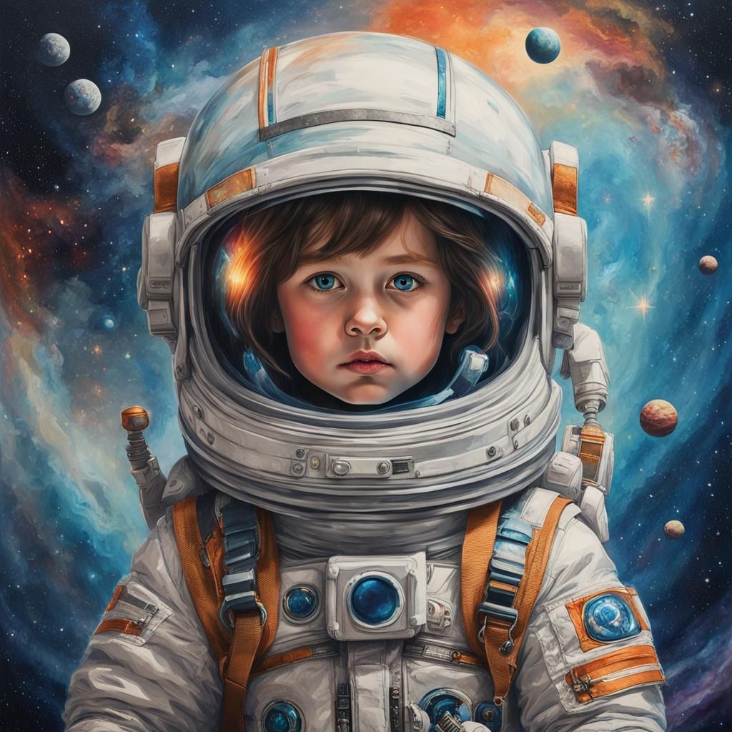 Space Girl Portrait in Fine Art Style