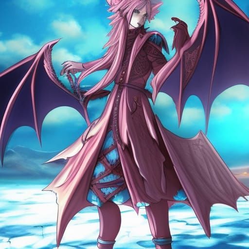 Icy Dragon in Anime Style