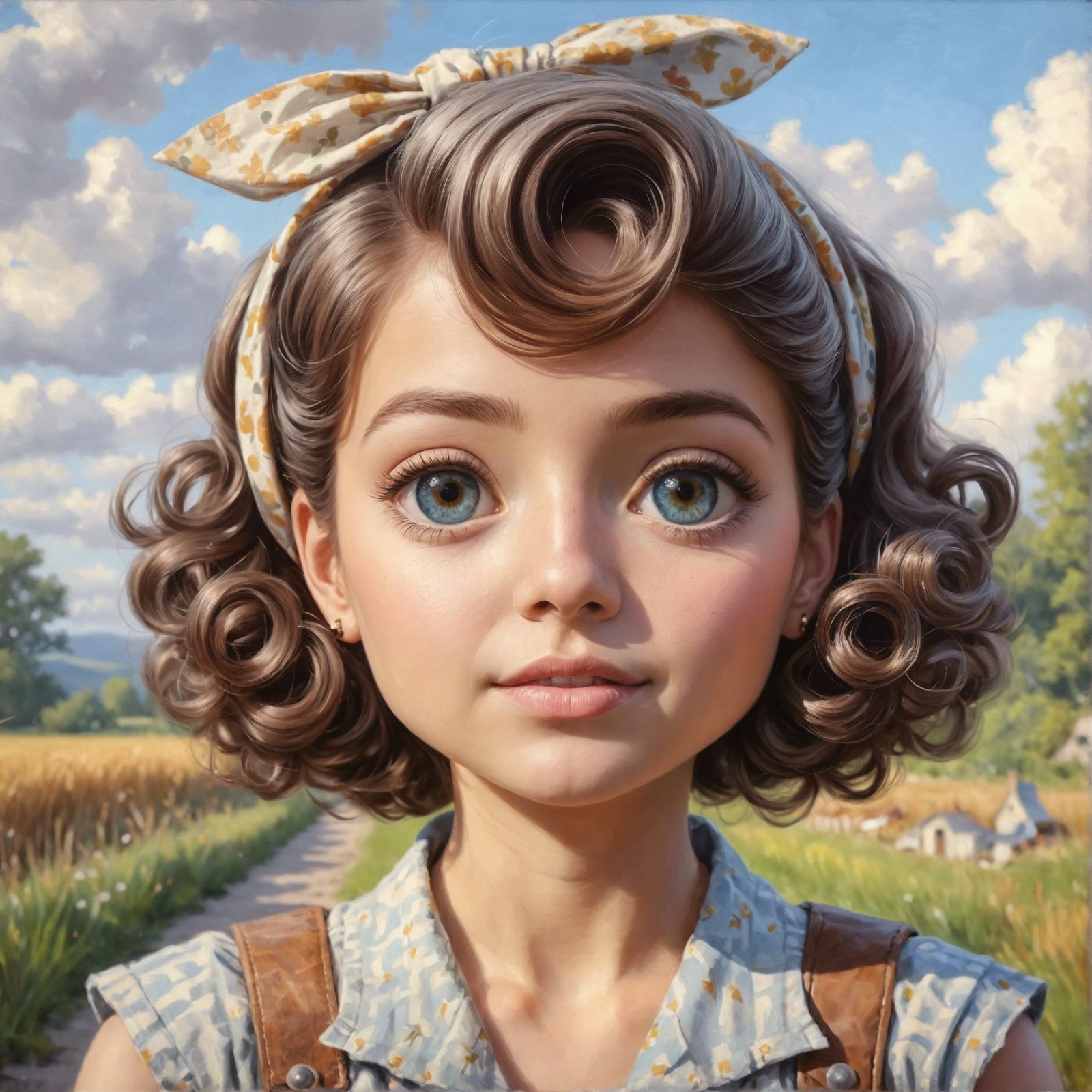 Detailed Oil Painting of CGI Pin-Up Character