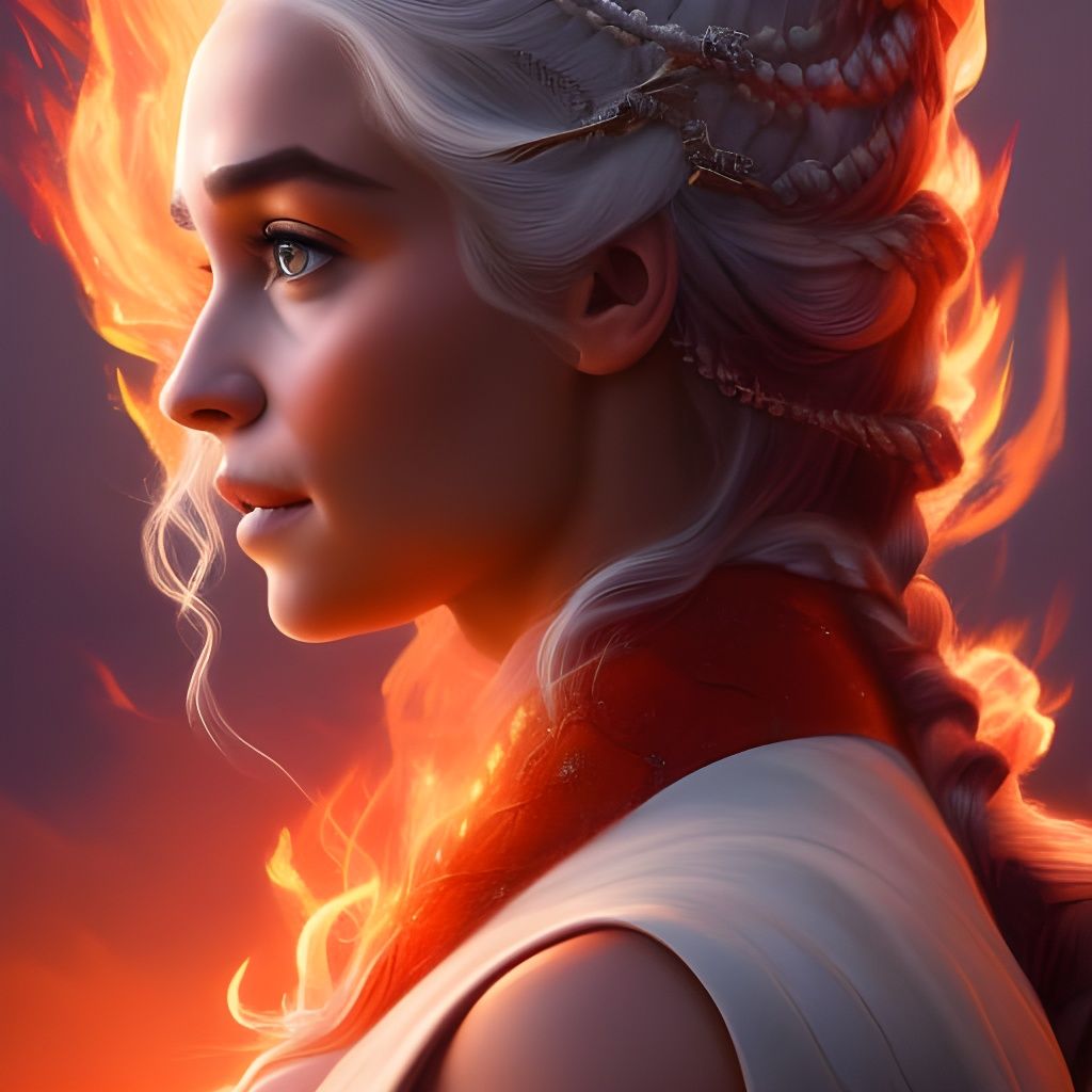 Fiery Portrait of a Beautiful Woman