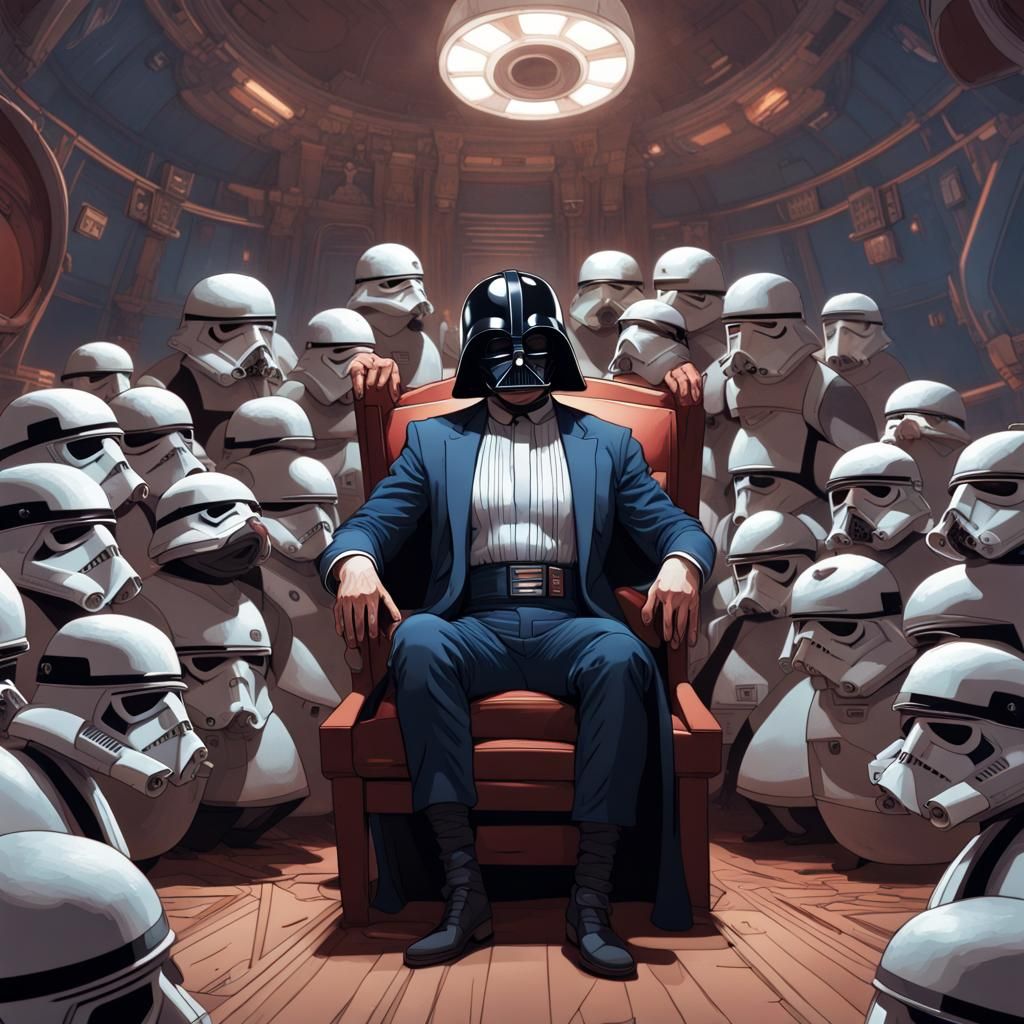 Man in Darth Vader Suit Surrounded by Guinea Pigs