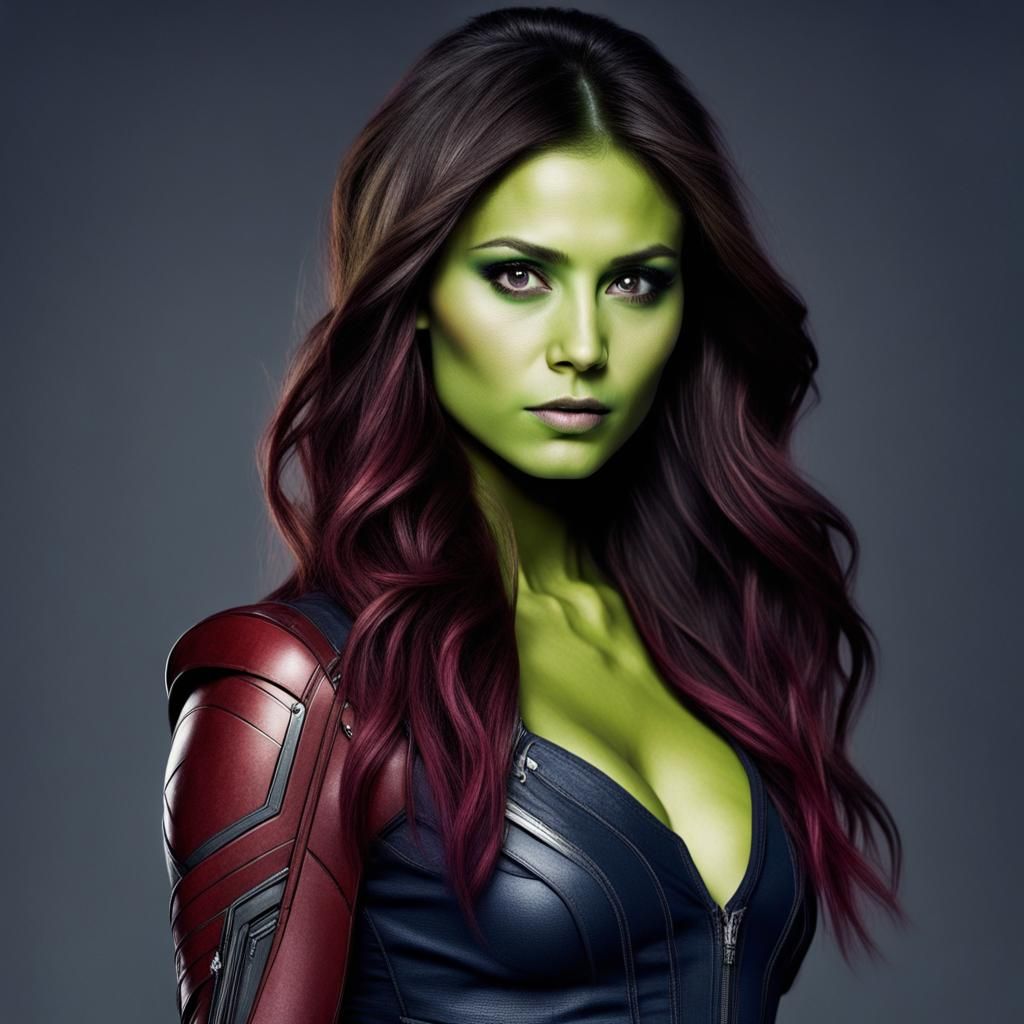 Gamora Portrait in Cyberpunk Style