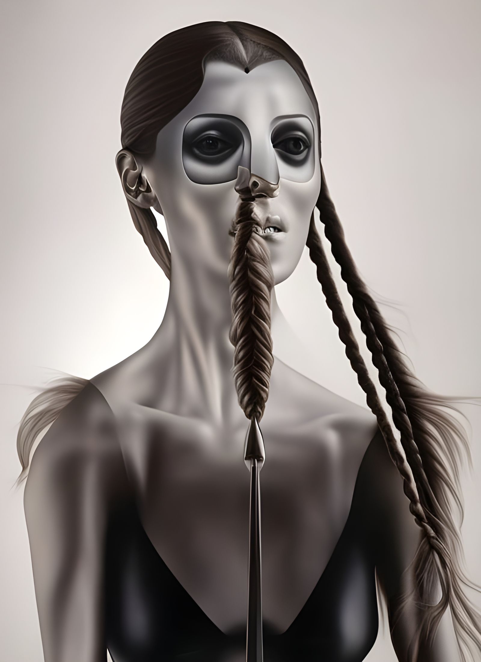 Goddess of Skulls and Spiderwebs in Grisaille