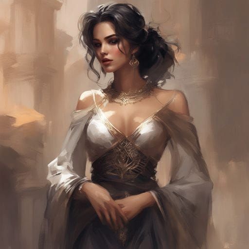 Beautiful Dark-Haired Spanish Girl in Royo Style