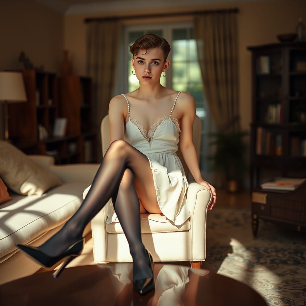 Androgynous Gentleman Exudes Confidence in Delicate Babydoll...