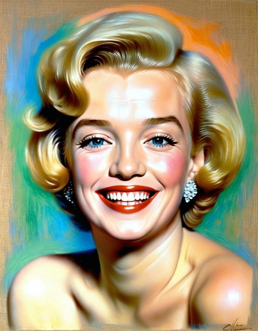 Marilyn Monroe Pastel Portrait in Romantic Style