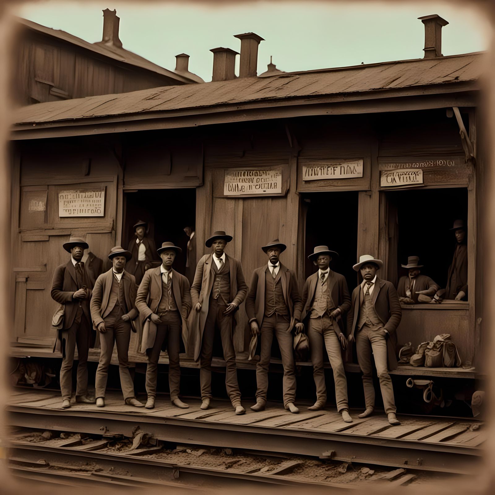 Cowboys at Winnetka Station in Graphite Pencil Style