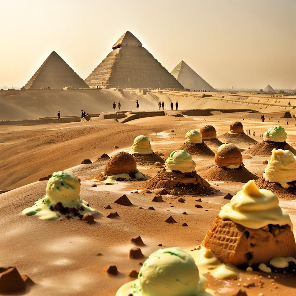 Ice Cream Sundae Melts Over the Pyramids