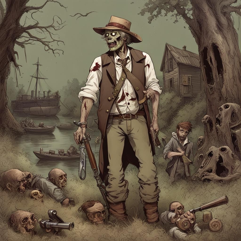 Huck Finn, Zombie Hunter in Steampunk Style