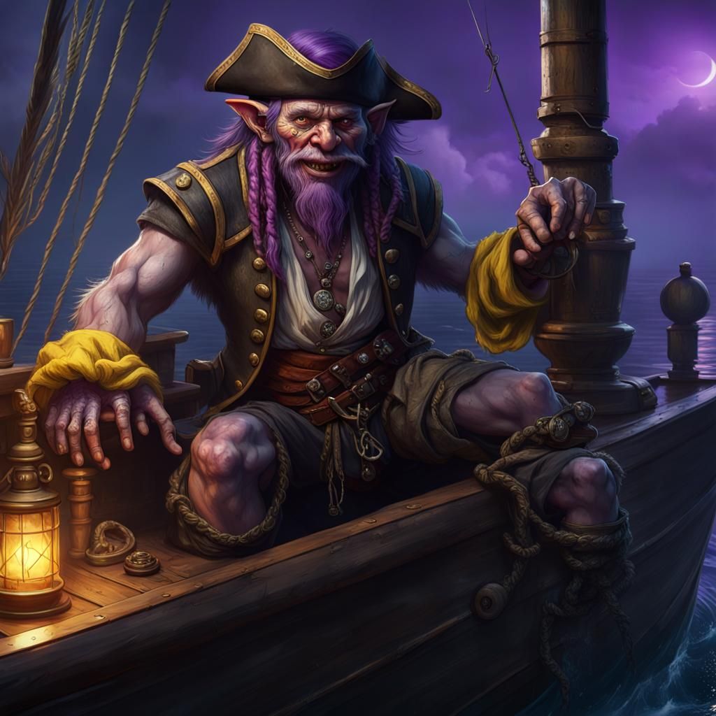 Troll Pirate on Ship, Dark Fantasy Concept Art