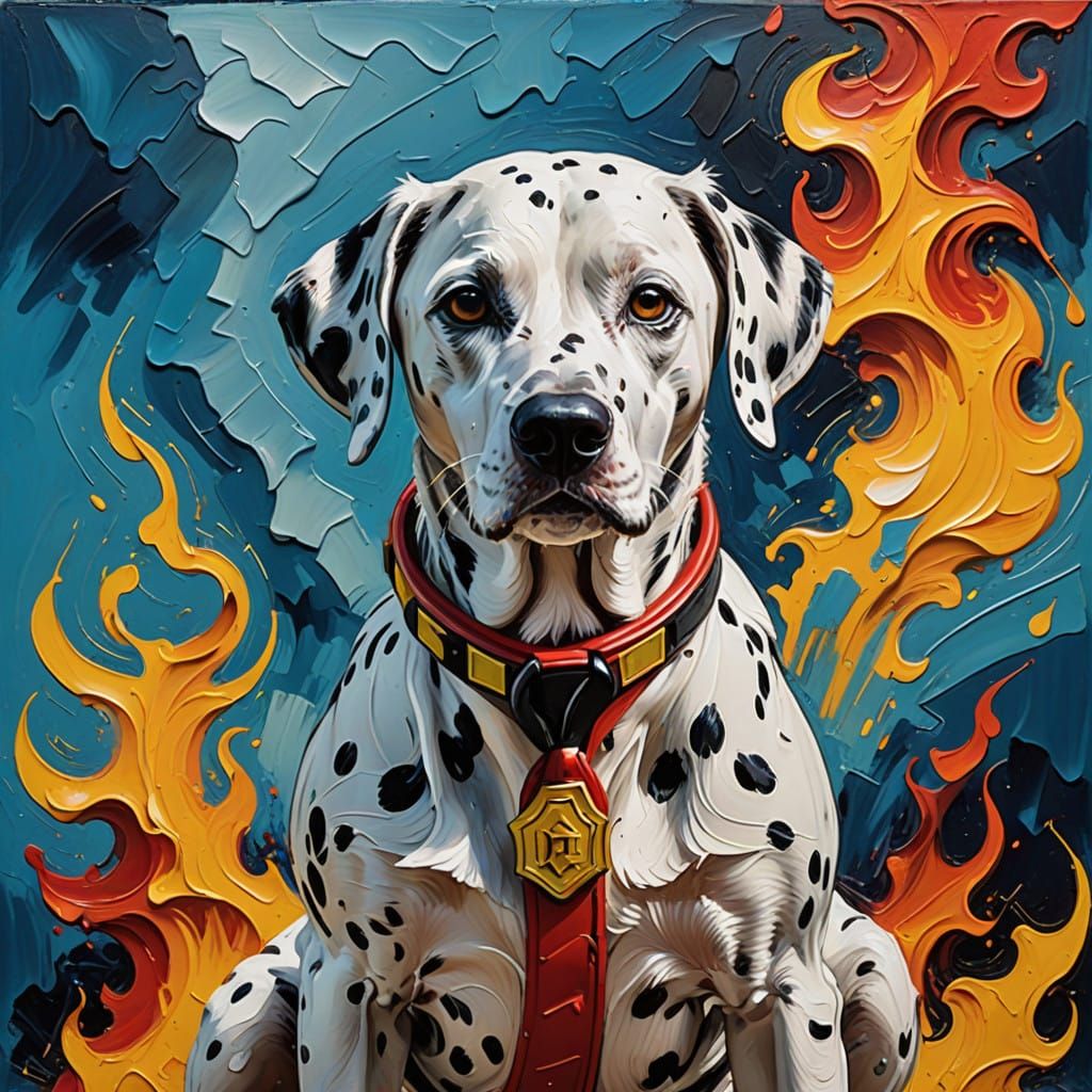 Expressive Dalmatian in Full Firefighter Gear
