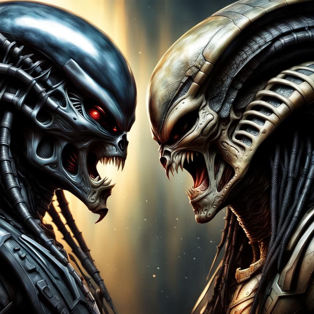 Hyperrealistic Alien vs Predator Concept Art