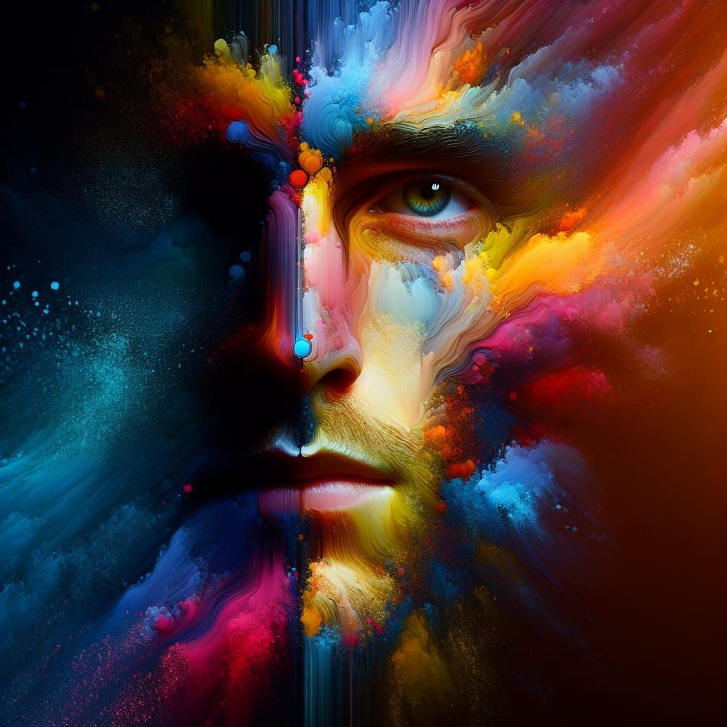 Hyperrealistic Portrait with Dramatic Lighting and Color