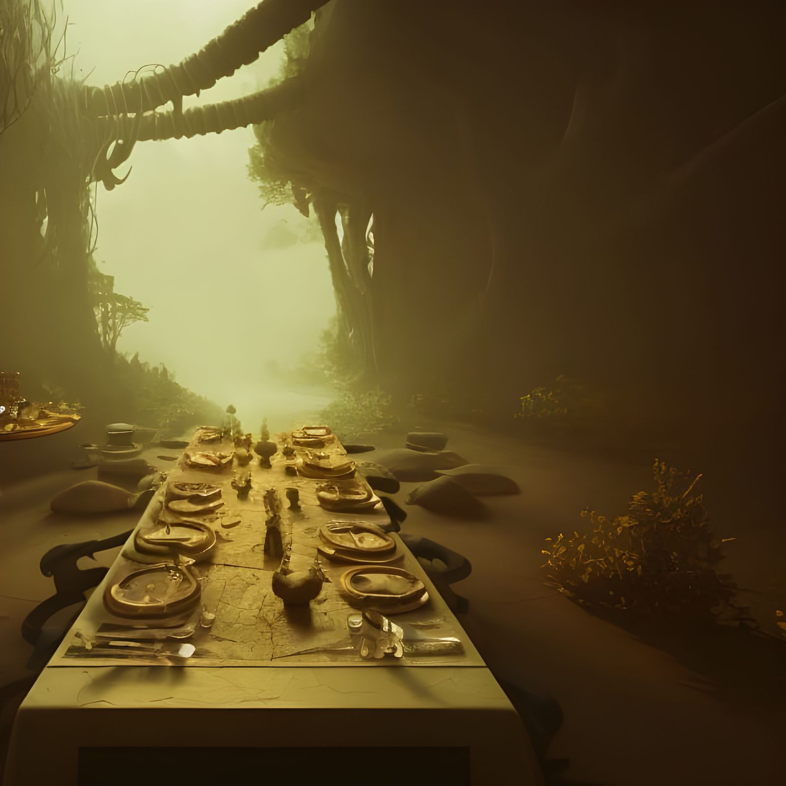 Extraterrestrial Feast: A Surreal Alien Banquet