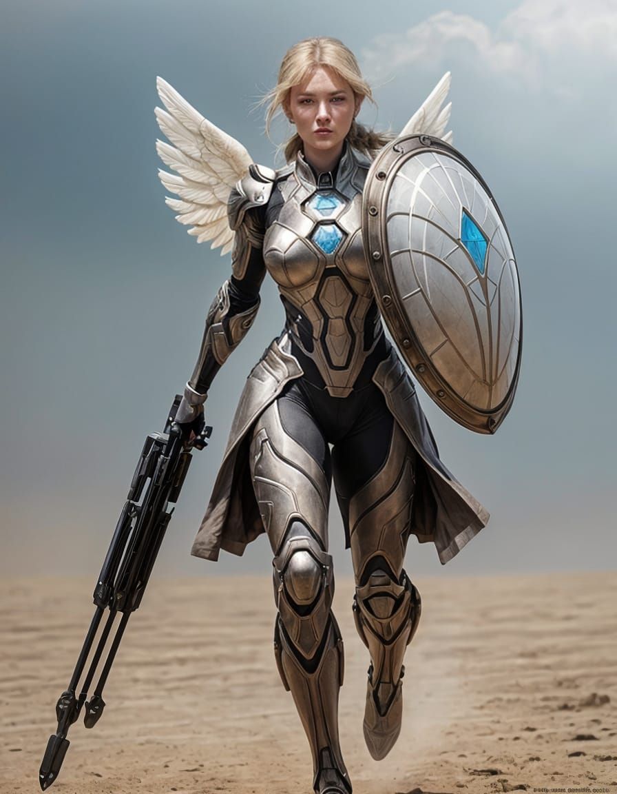 Stained Glass Angel in Sandstorm, Fembot Art