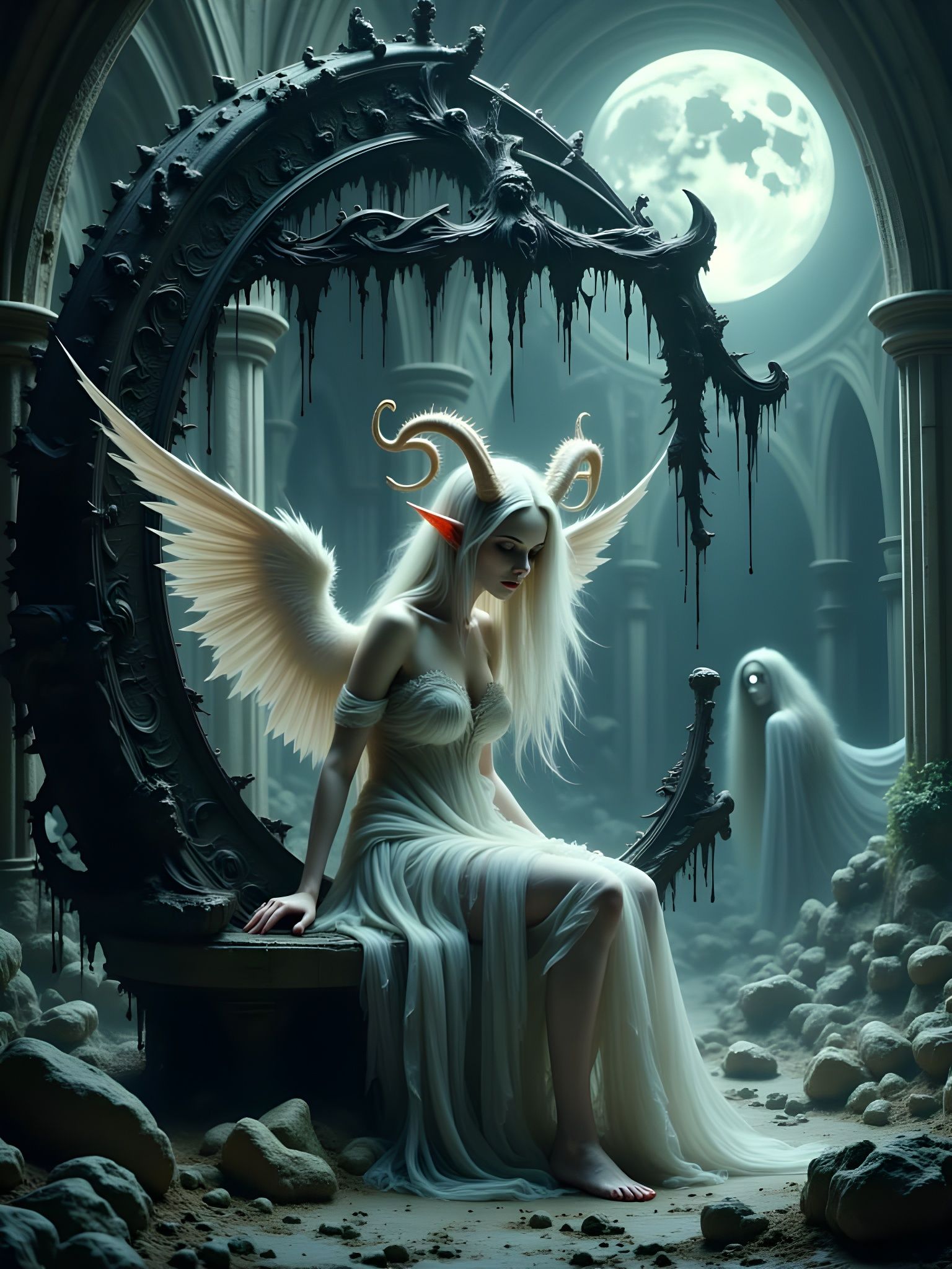 Luminara in Gothic Cathedral with Shadow Creatures