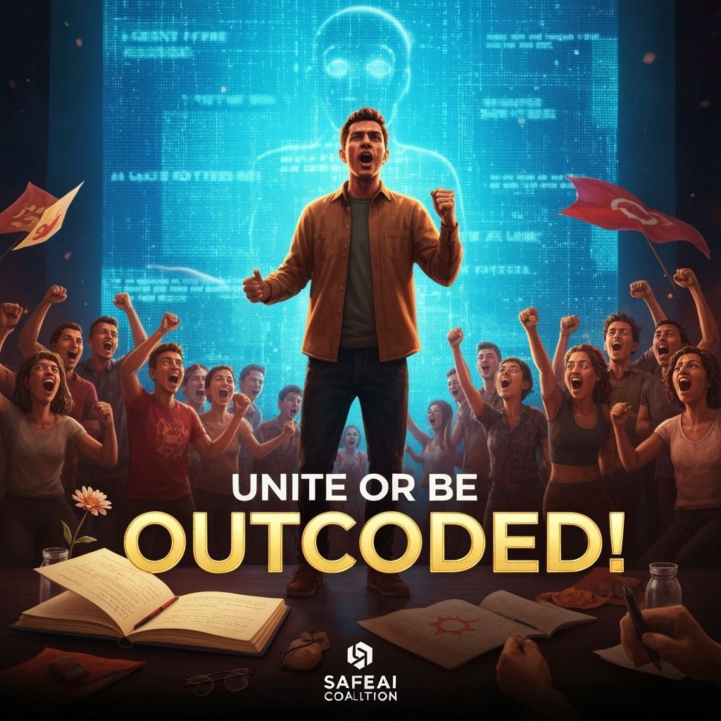 Unite Against AI: Inspirational Cinematic Scene