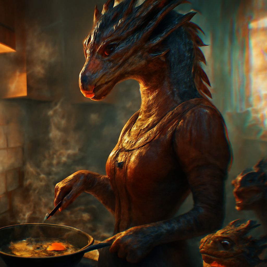 Dragon Princess Cooking for Her Family in a Hyper-Realistic ...
