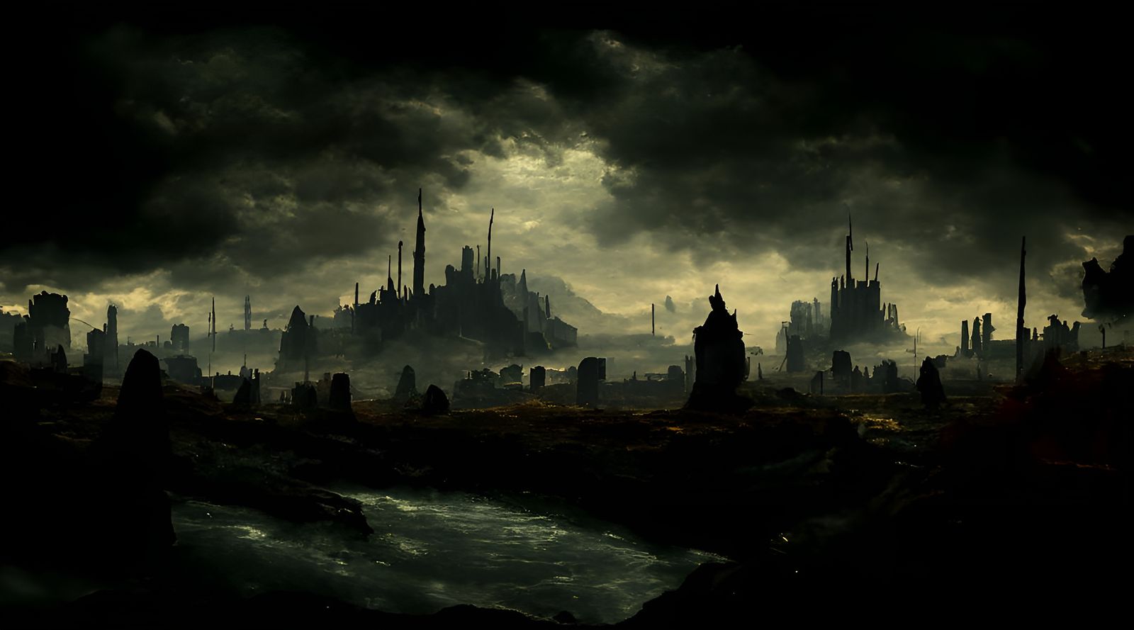 Atmospheric Dark Fantasy Landscape in Deep Color