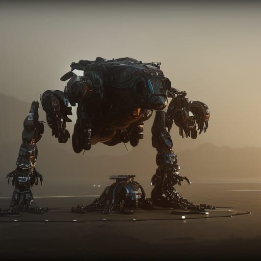 Futuristic Mechanical Hawk in Sci-Fi Style