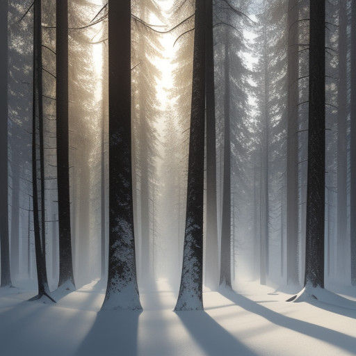 Winter Forest Radiates Warmth Amidst Majestic Trees in a Mas...