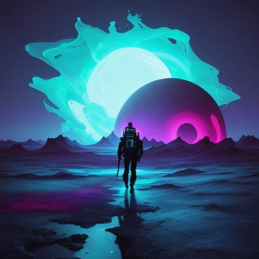 Surreal Alien Portal Beckons Nomad in Dreamscape