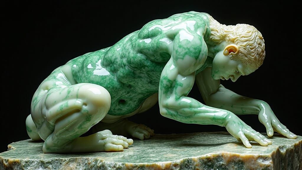 Jade Sculpture of a Chital in Rodin's Style