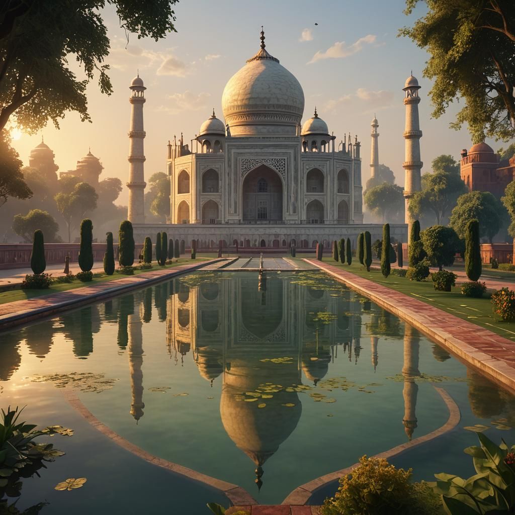 Taj Mahal Sunset: Fantasy-Inspired Matte Painting