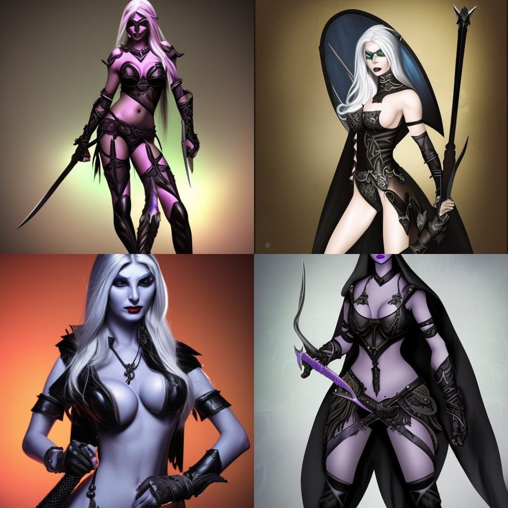 Fierce Drow Assassin in Subterranean Dungeon