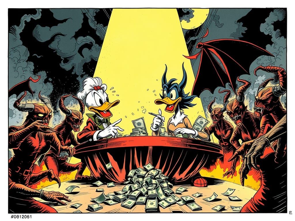 1910s Pulp Comic Cover: Toxic Duck and Linda Duck Counting M...