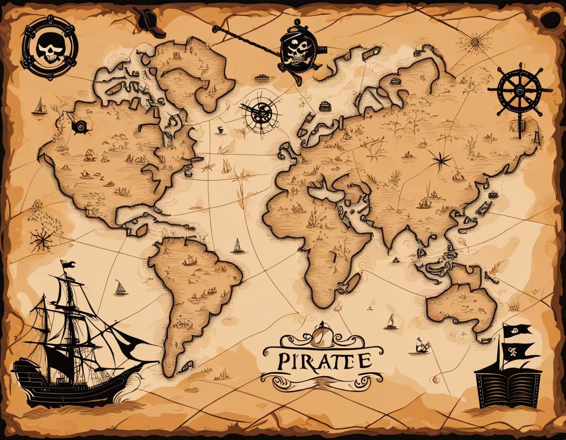 Classic Pirate Treasure Map with 'X' Spot
