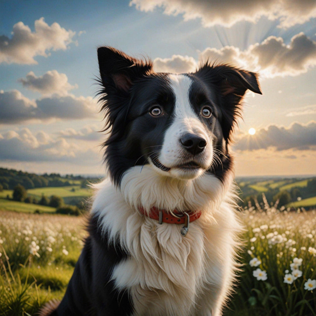 Joyful Border Collie in Heavenly Sunshine