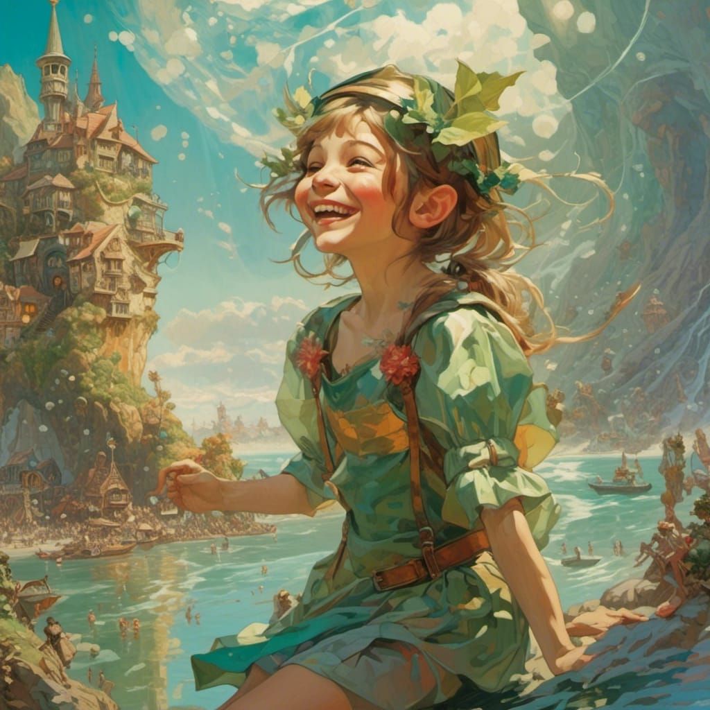 Laughing Elf Double Exposure in Elven Lacquer Style