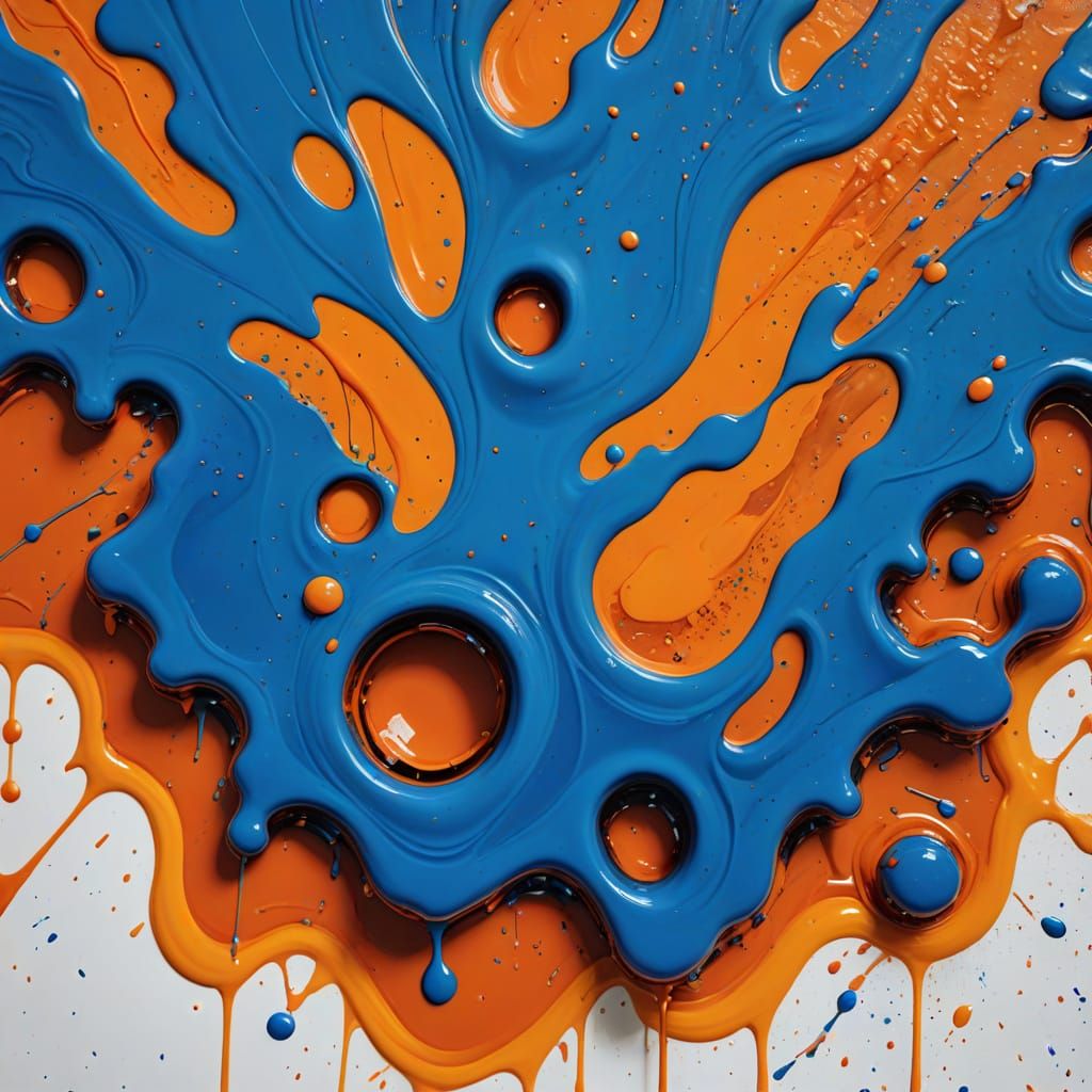 Vibrant Splatters in Electric Blue and Burnt Orange