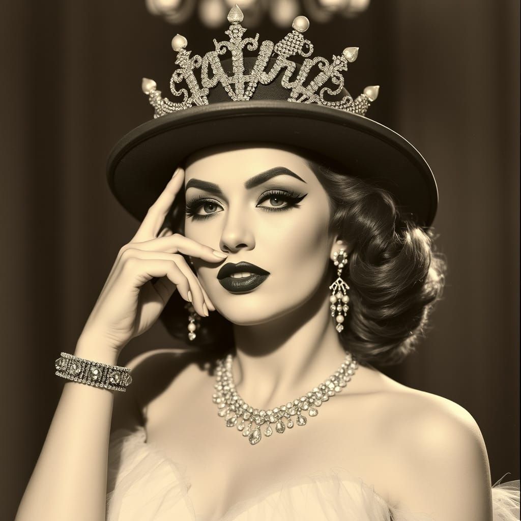 Vintage Cabaret Showgirl in Glamorous Style