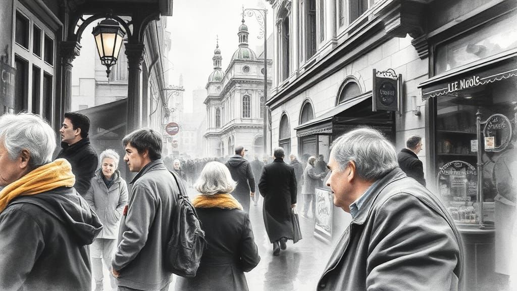 Hyperdetailed Watercolour of a Butler in Charcoal Style