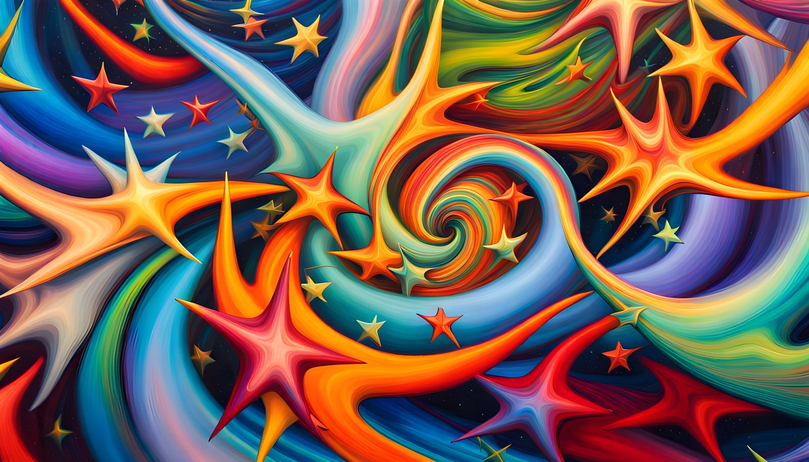 Iridescent Magnetic Filament Vortex in Oil Painting Style