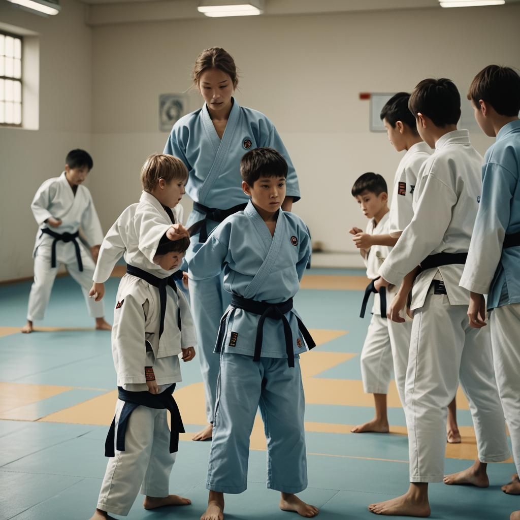 Judo Practice: Cinematic Sports Photography in Film Style