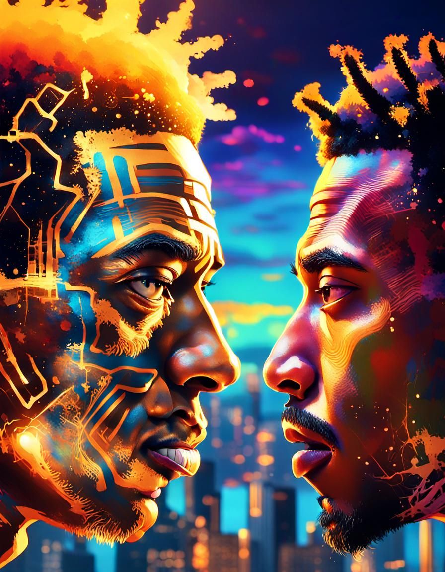 God and Person in Shock, Basquiat-Inspired Art