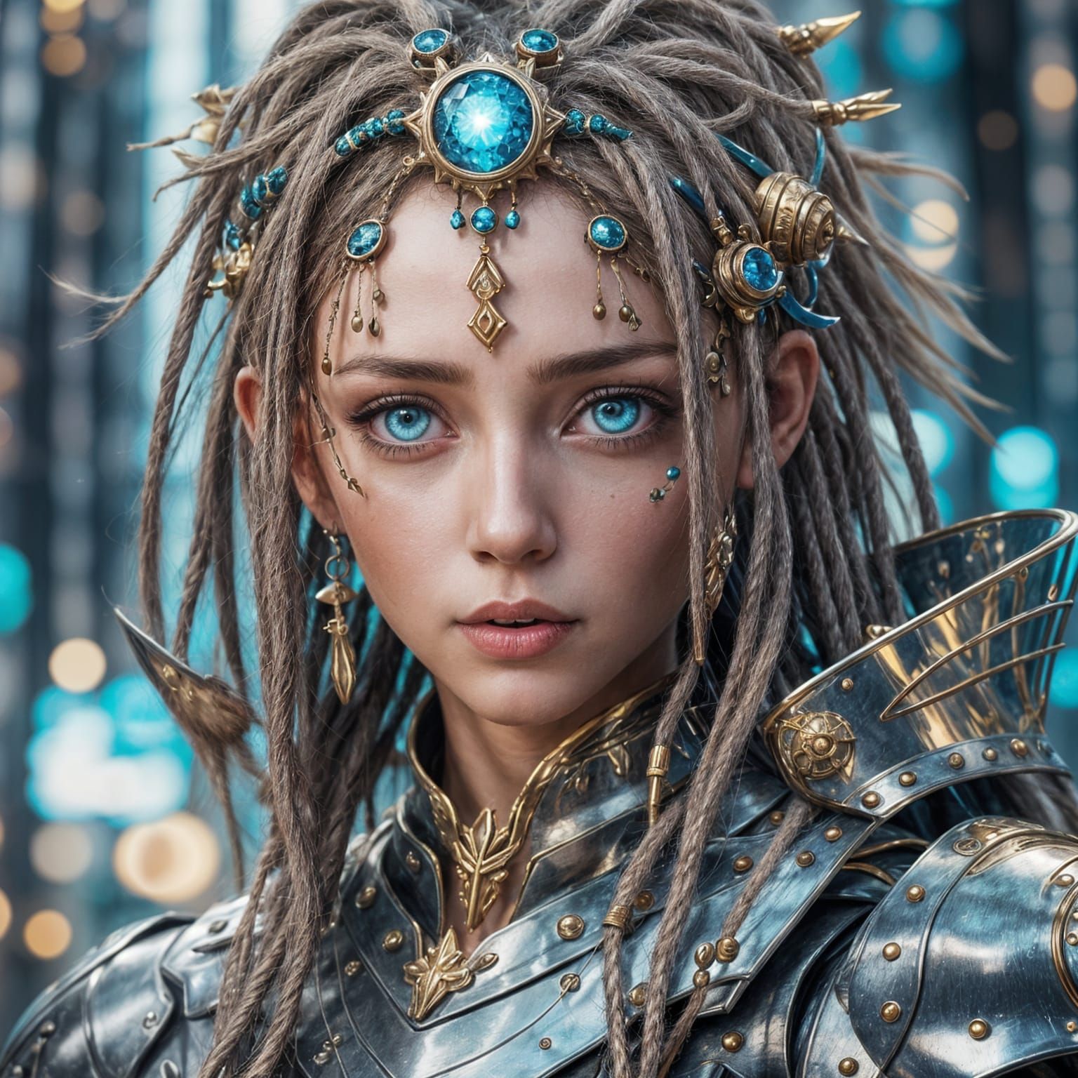 Celestial Angel in Armor: 3D Anime Art