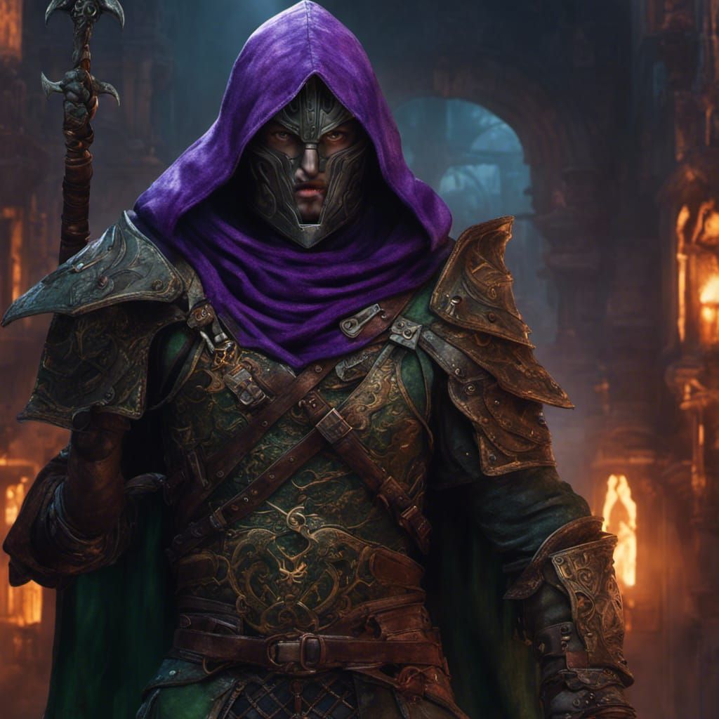 Invisible Cloaked Warrior in Forest, Fantasy Art