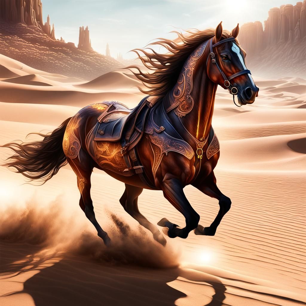 Glowing Horse Reveals Forest and Steampunk Garden