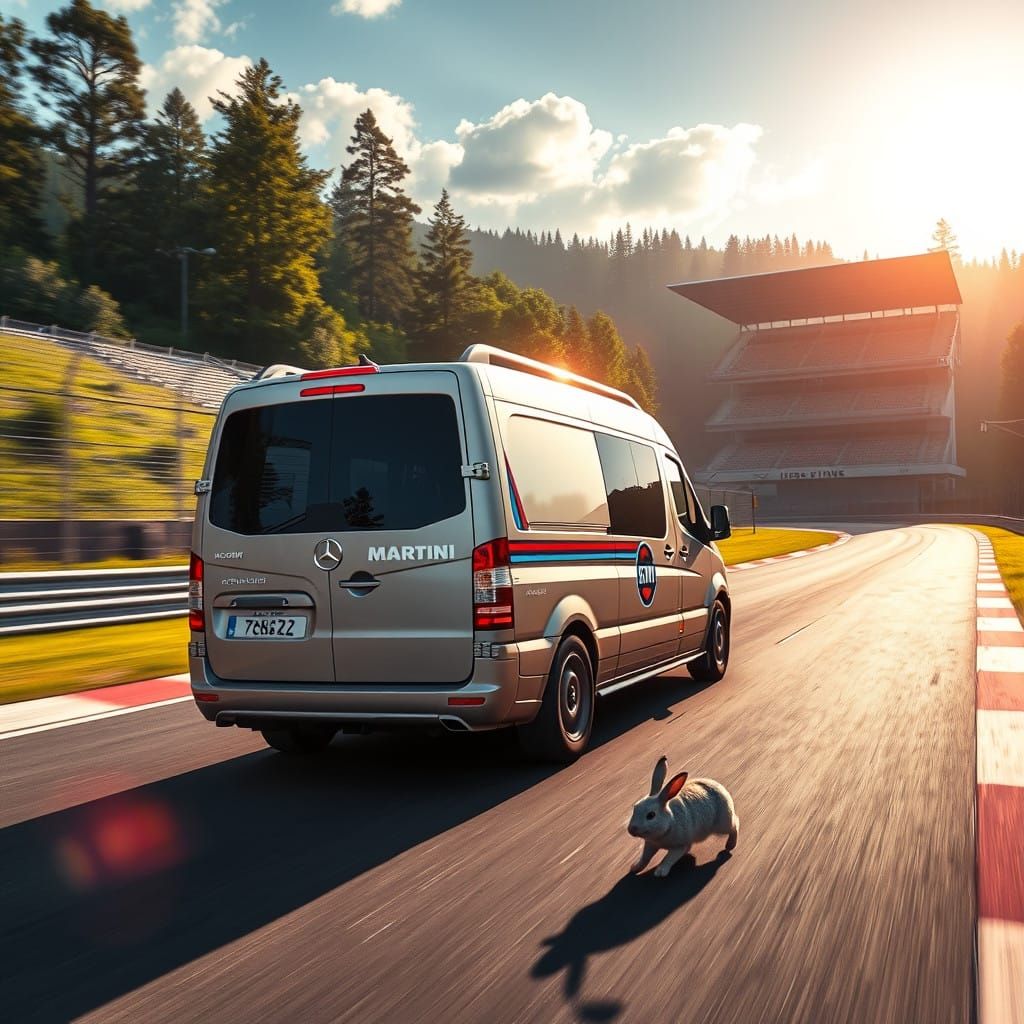 Mercedes V-Class Van Speeds Down Sun-Kissed Racetrack in Vib...