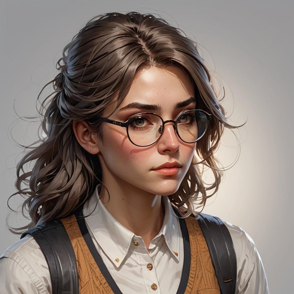 Detailed Portrait of a Nerdy Girl in Artgerm Style