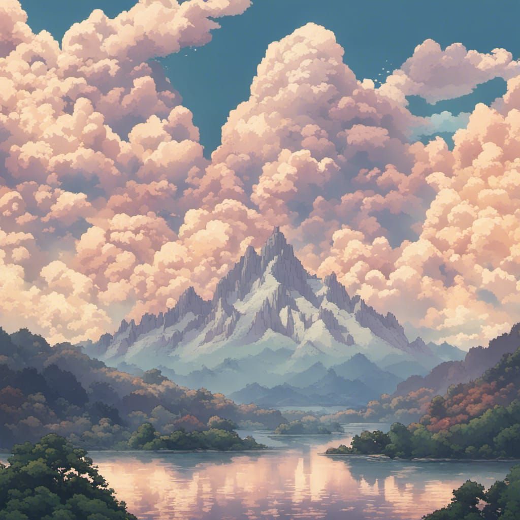 Cinematic Mountain Range in 8-bit Pixel Art