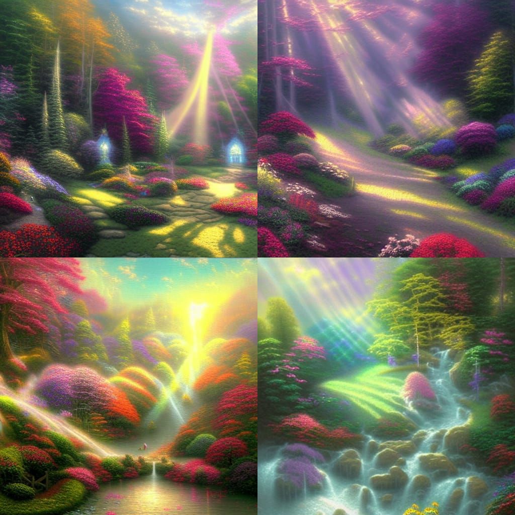 Ethereal Fantasy Scene with Divine Sunshine