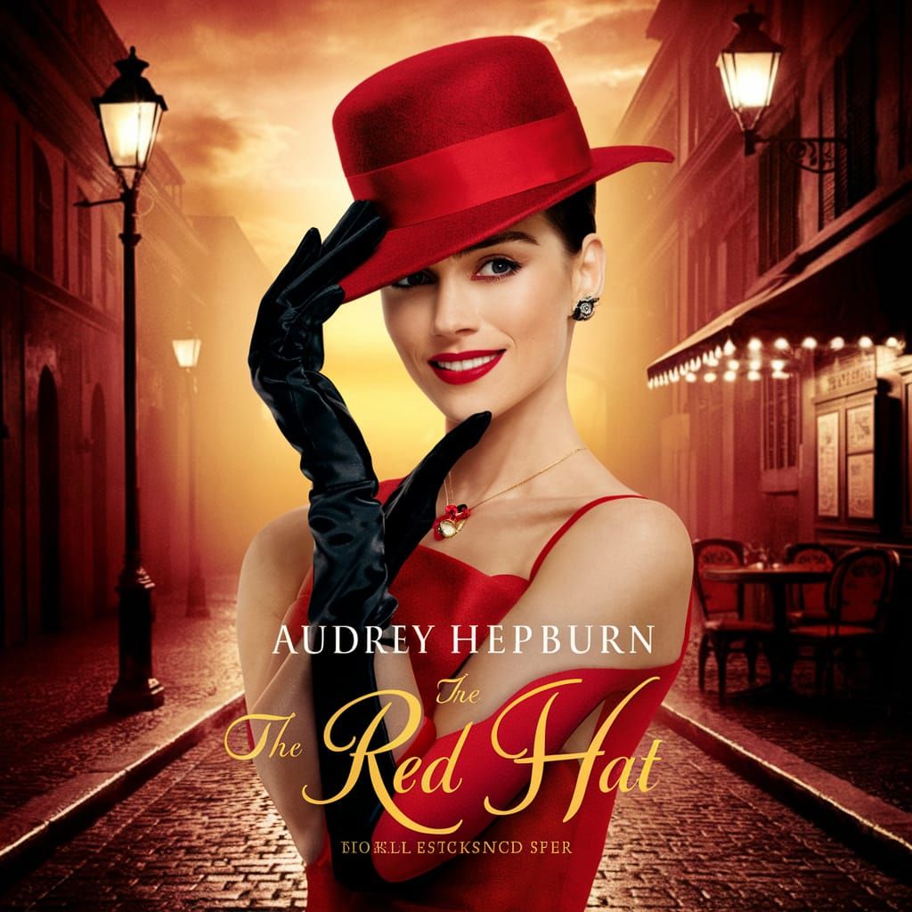 Audrey Hepburn Movie Poster with Red Hat